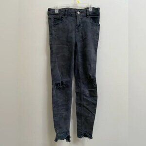 Zara Camo Distressed Skinny Jeans US 2